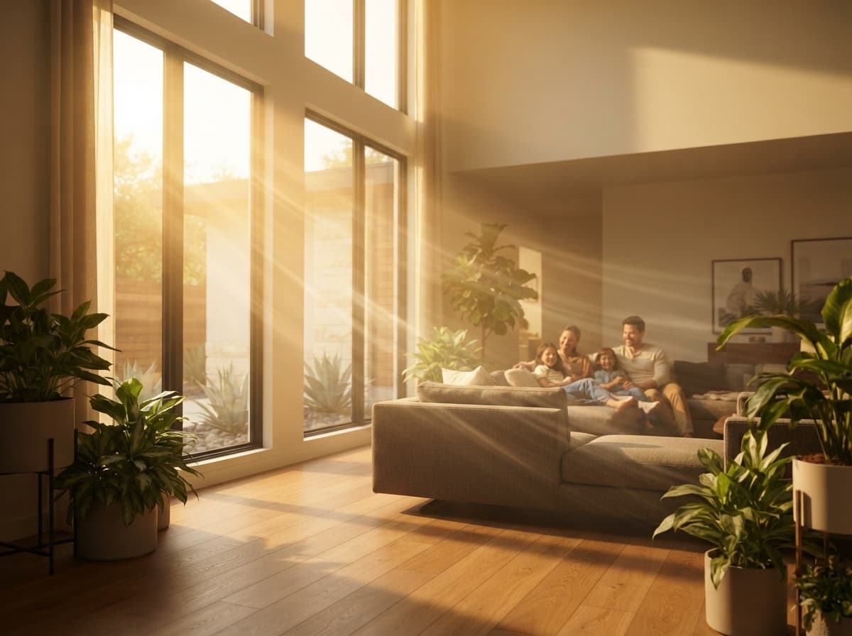 Clean allergen-free indoor air quality filtration in Austin living room